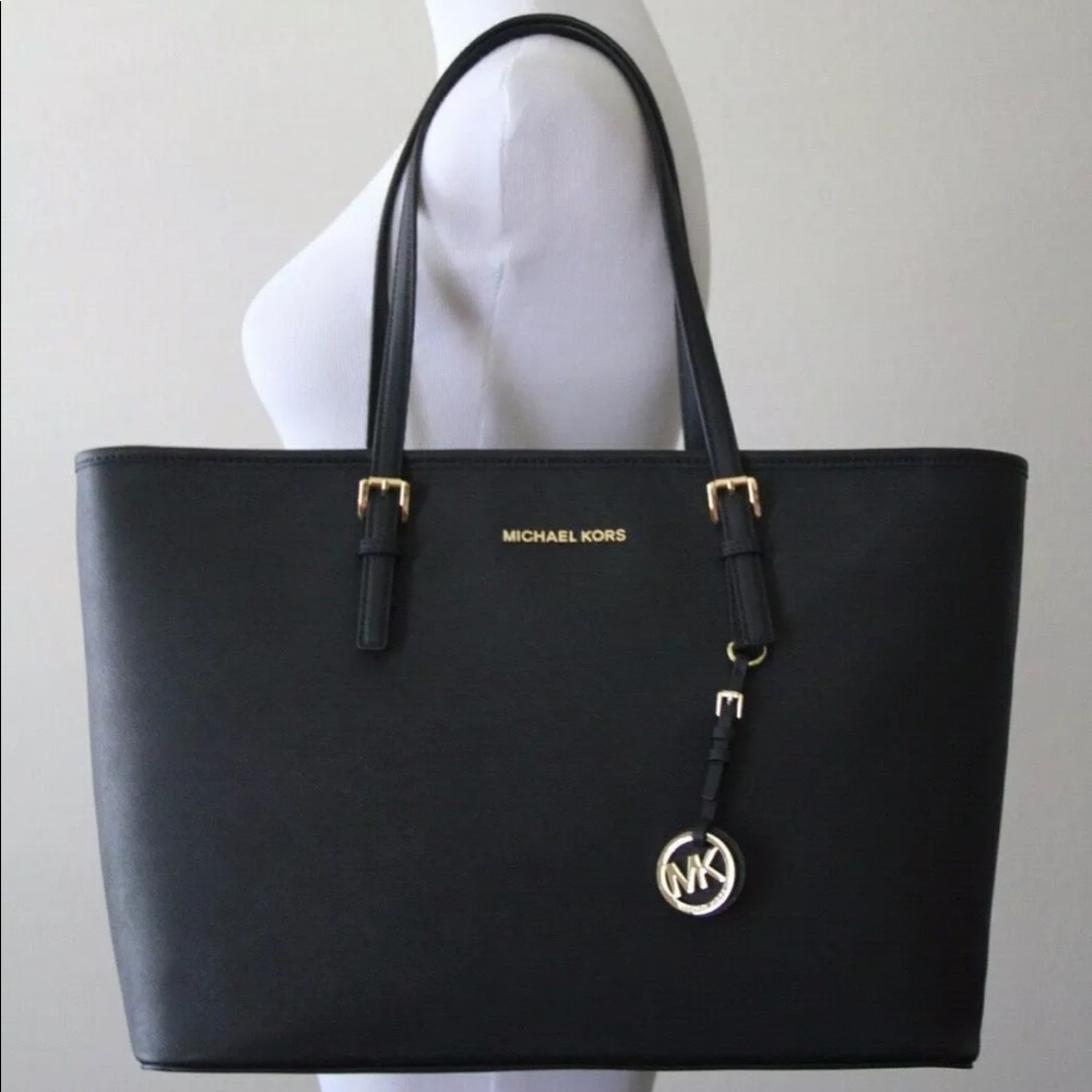 MICHAEL KORS JetSet Mid Saffiano Leather Tote Bag